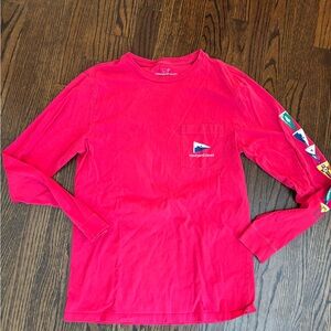 Vineyard Vines Red Long Sleeve Tee Classic Crew Neck